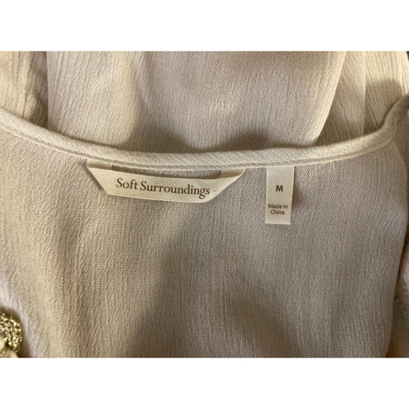 Soft Surroundings Blush Gauze V Neck Tassel Tunic Blouse Embroidered M - Picture 5 of 5